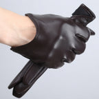 Black leather glove on a white background with WOYOUYA branding.