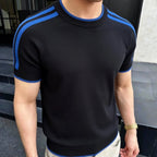 Men's Wool Blend Round Neck Knit T-Shirt – Breathable Short Sleeve