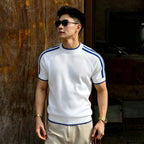 Men's Wool Blend Round Neck Knit T-Shirt – Breathable Short Sleeve