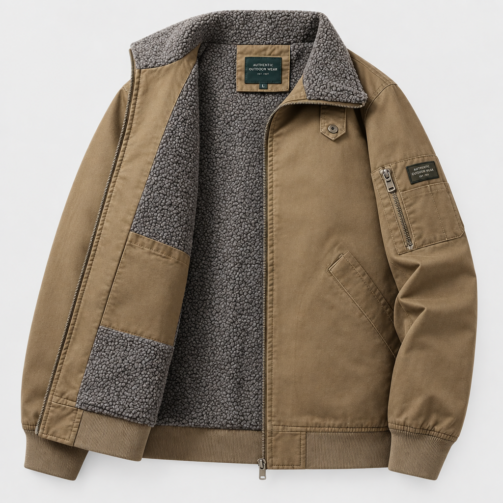 Men's Cotton Bomber Jacket | Thick Fleece Winter Coat