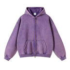 Luxury Batik‑Wash Full‑Zip Street Hoodie