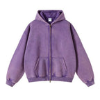 Luxury Batik‑Wash Full‑Zip Street Hoodie