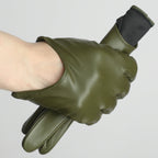 Green leather glove on a white background with WOYOUYA branding.