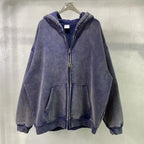Luxury Batik‑Wash Full‑Zip Street Hoodie