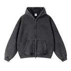 Luxury Batik‑Wash Full‑Zip Street Hoodie