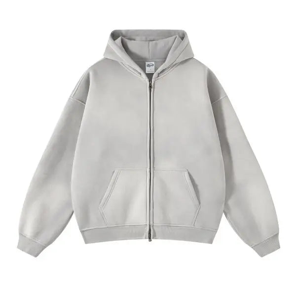 Luxury Batik‑Wash Full‑Zip Street Hoodie
