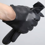 Black leather glove on a white background with WOYOUYA branding.