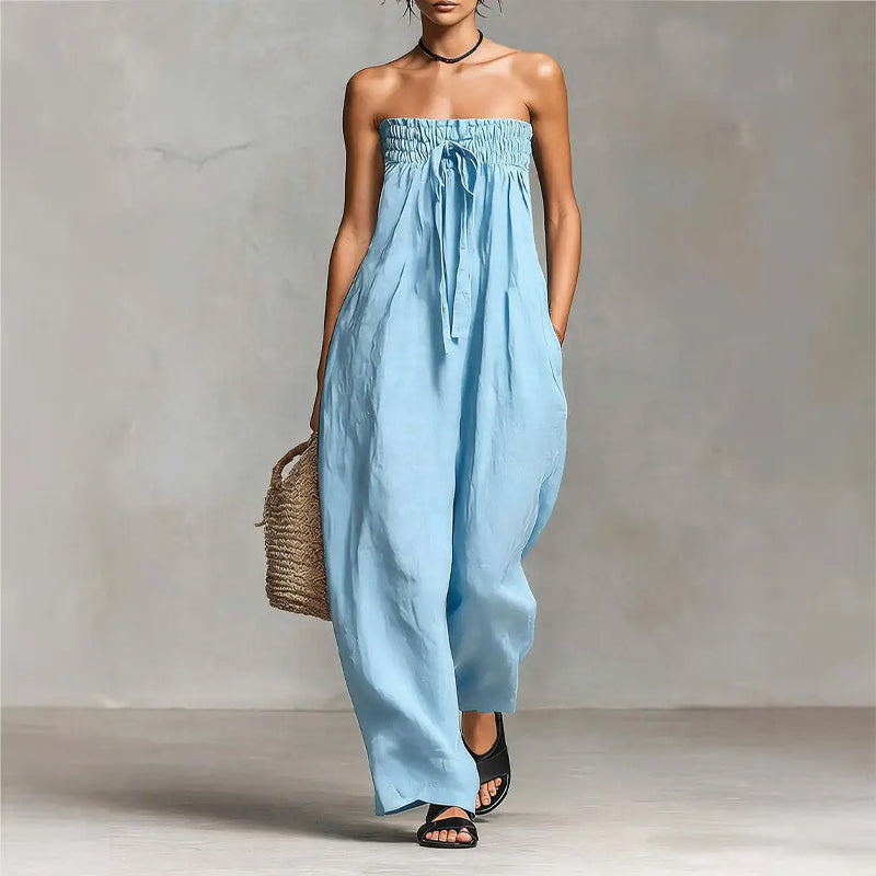 Women's Strapless Wide-Leg Jumpsuit | Boho Summer Style