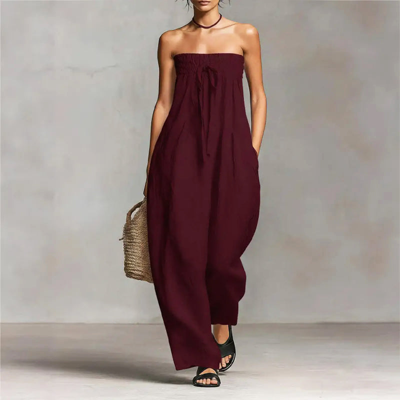 Women's Strapless Wide-Leg Jumpsuit | Boho Summer Style
