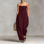 Women's Strapless Wide-Leg Jumpsuit | Boho Summer Style