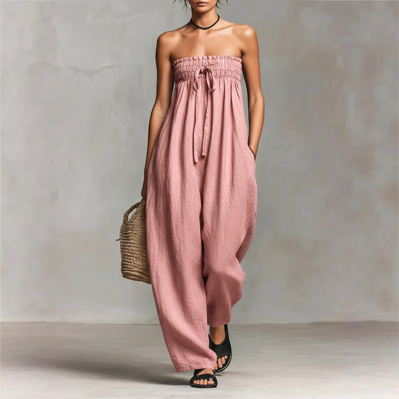 Women's Strapless Wide-Leg Jumpsuit | Boho Summer Style