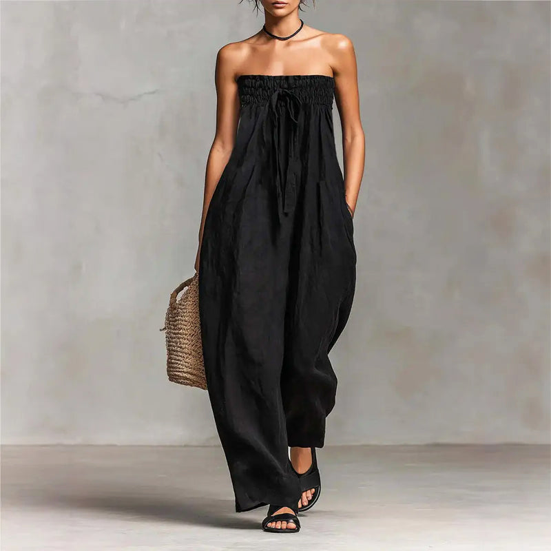 Women's Strapless Wide-Leg Jumpsuit | Boho Summer Style