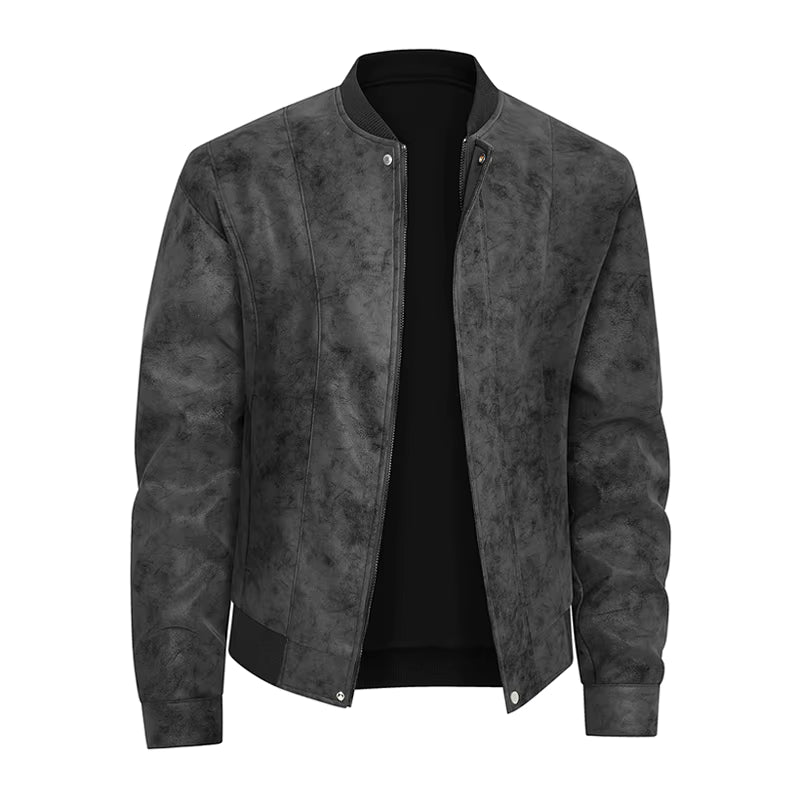 Gray suede jacket on a white background