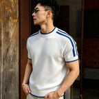 Men's Wool Blend Round Neck Knit T-Shirt – Breathable Short Sleeve