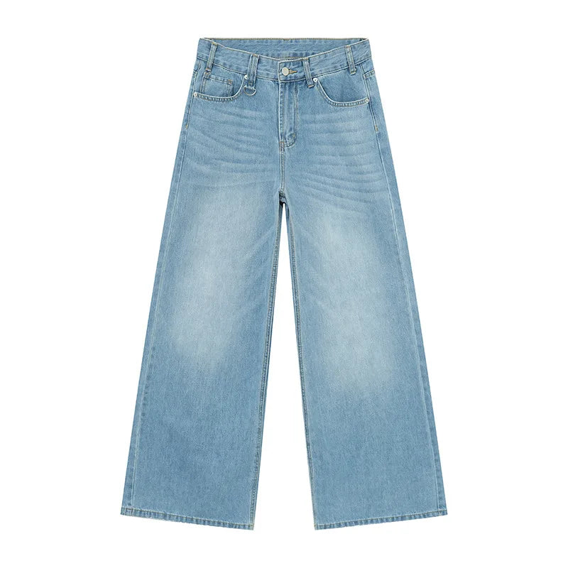 Light blue jeans on a white background