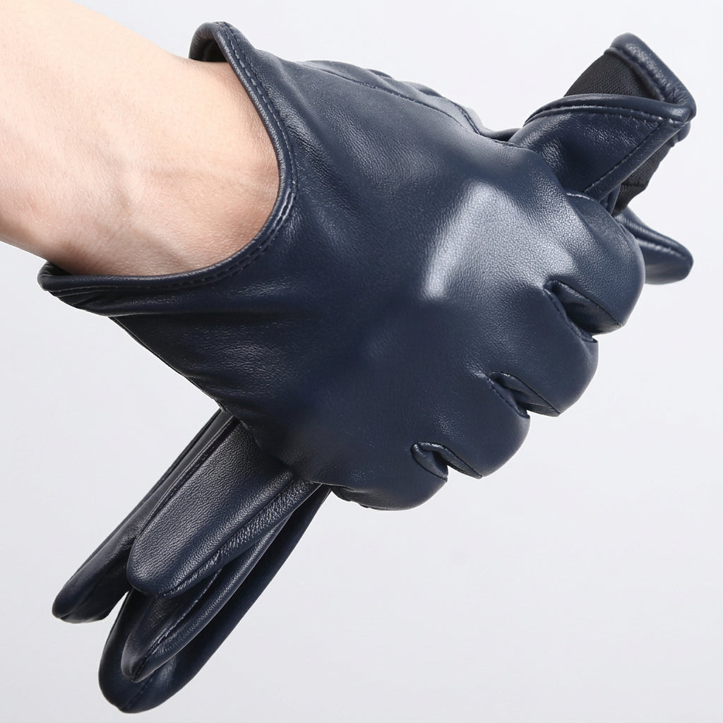 Black leather glove on a white background with WOYOUYA branding.