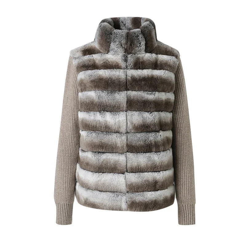 Gray puffer vest with a white background