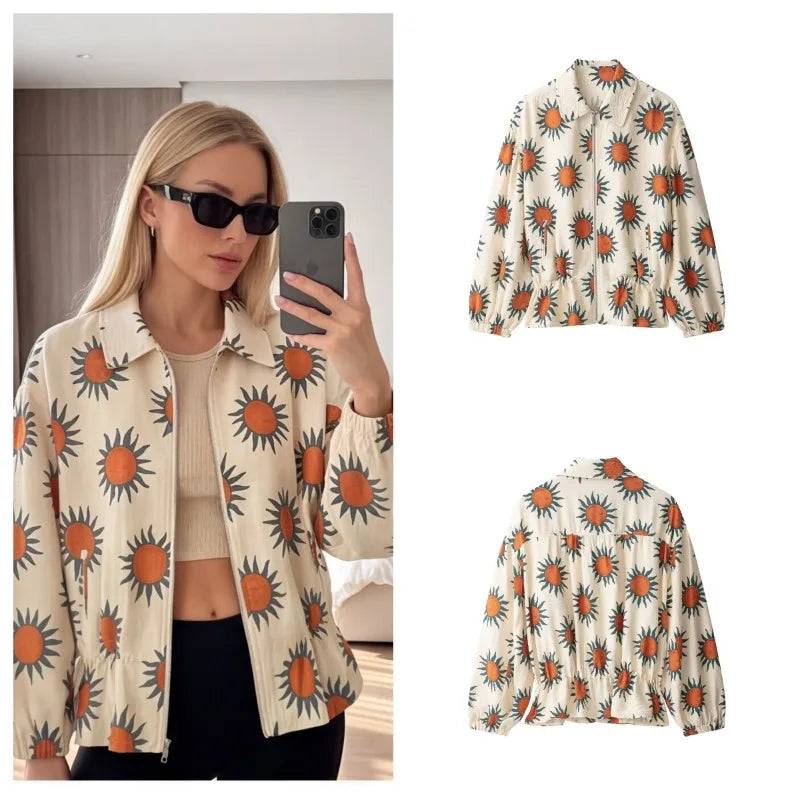 Women's Classic Printed Loose-Fit Parka | Casual Commuter Style Jacket