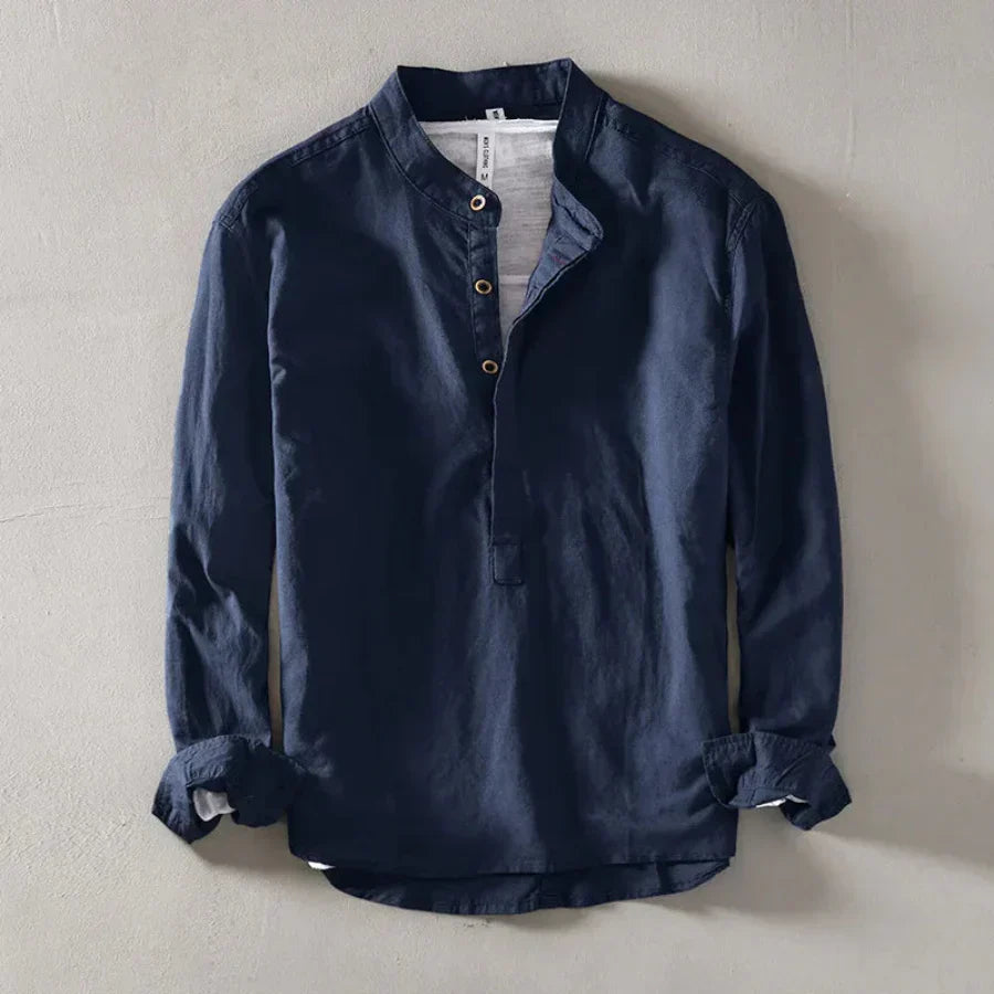 Shoreline Linen Henley Shirt - Men's Premium Casual Top