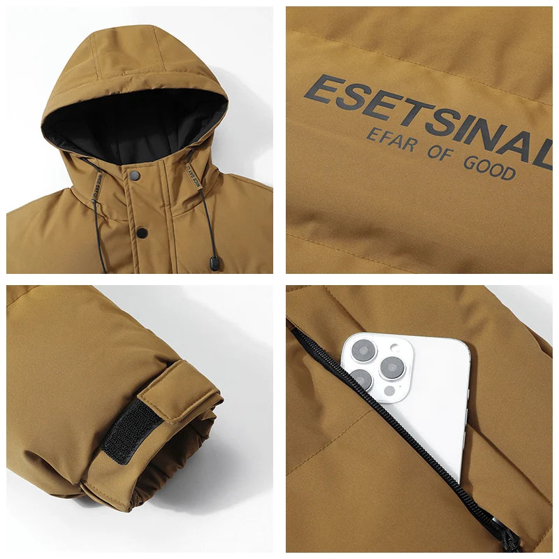 Men's Warm Hooded Puffer Jacket – Windproof Winter Parka Coat