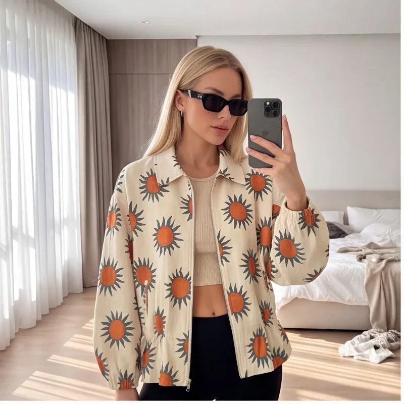 Women's Classic Printed Loose-Fit Parka | Casual Commuter Style Jacket