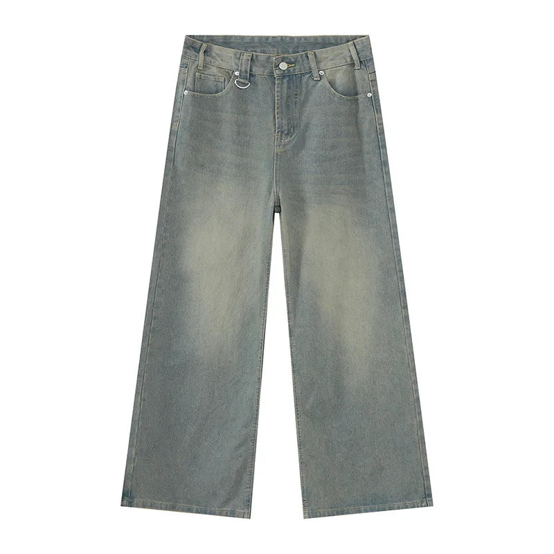 Pair of gray jeans on a white background