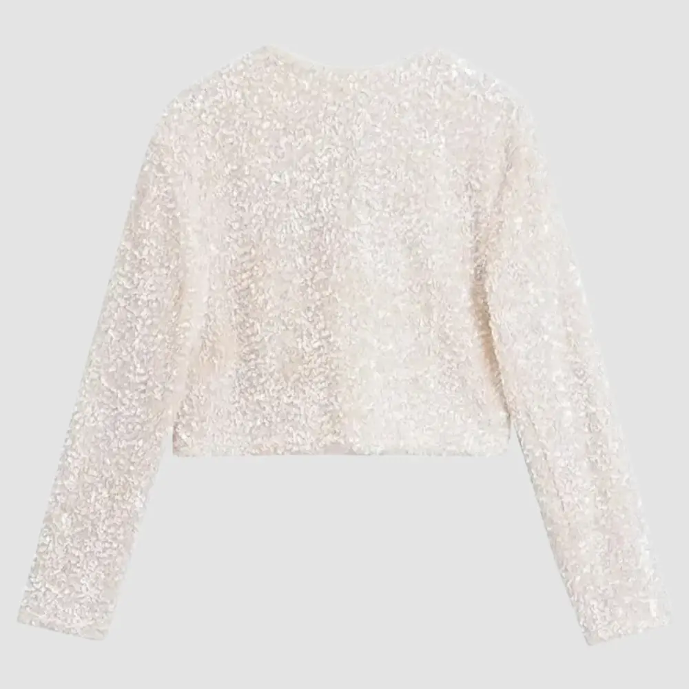 Women's Lucille Sequin Bow Blazer | Cropped Festive Party Jacket