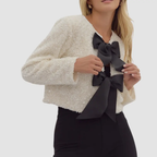Women's Lucille Sequin Bow Blazer | Cropped Festive Party Jacket