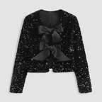 Women's Lucille Sequin Bow Blazer | Cropped Festive Party Jacket