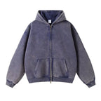 Luxury Batik‑Wash Full‑Zip Street Hoodie