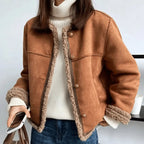 Women's Sherpa Edge Suede Jacket | Premium Shearling Fleece Coat