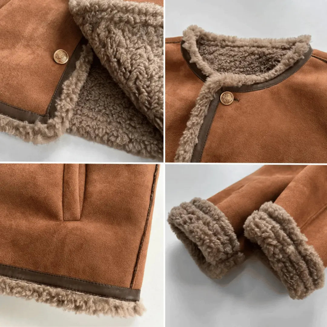 Women's Sherpa Edge Suede Jacket | Premium Shearling Fleece Coat