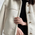 Women's Sherpa Edge Suede Jacket | Premium Shearling Fleece Coat