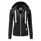 Women's Slim-Fit Drawstring Zip-Up Hoodie | Casual Fleece Jacket