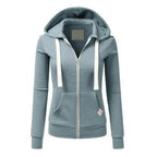 Women's Slim-Fit Drawstring Zip-Up Hoodie | Casual Fleece Jacket
