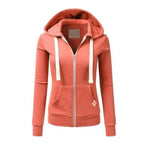 Women's Slim-Fit Drawstring Zip-Up Hoodie | Casual Fleece Jacket