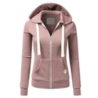 Women's Slim-Fit Drawstring Zip-Up Hoodie | Casual Fleece Jacket