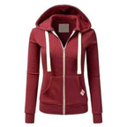 Women's Slim-Fit Drawstring Zip-Up Hoodie | Casual Fleece Jacket