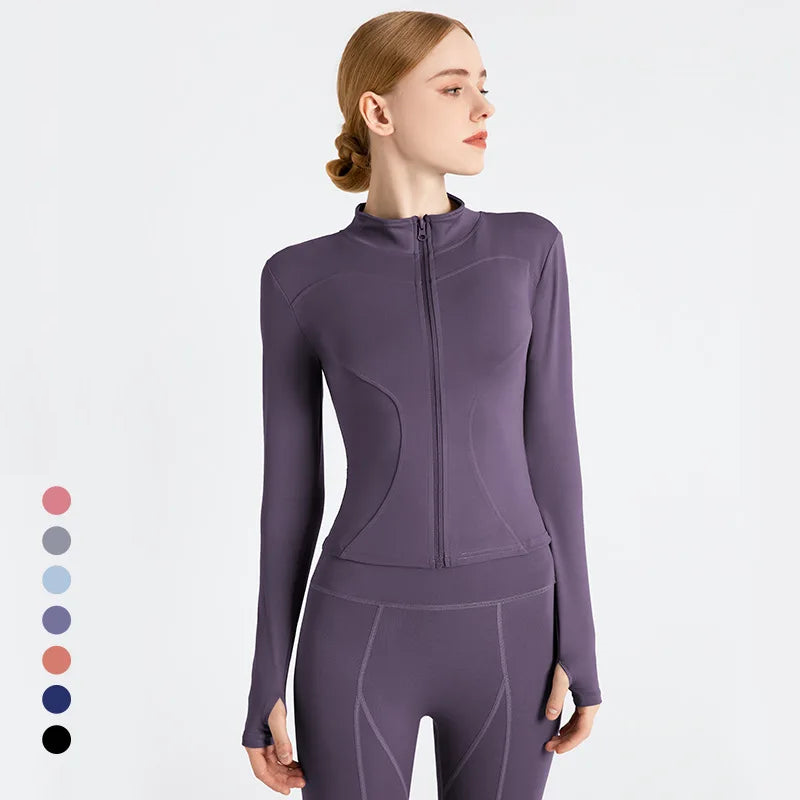 Women's Slim Fit Tracksuit Jacket | Sports Gym Zip Up
