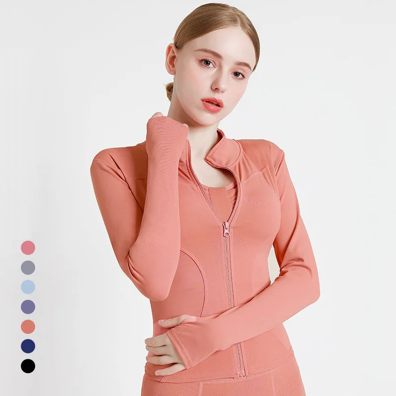 Women's Slim Fit Tracksuit Jacket | Sports Gym Zip Up