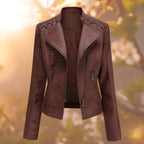 Women's Leather Jacket | Stitch-Up Shoulder Faux Leather Coat