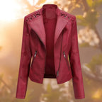 Women's Leather Jacket | Stitch-Up Shoulder Faux Leather Coat