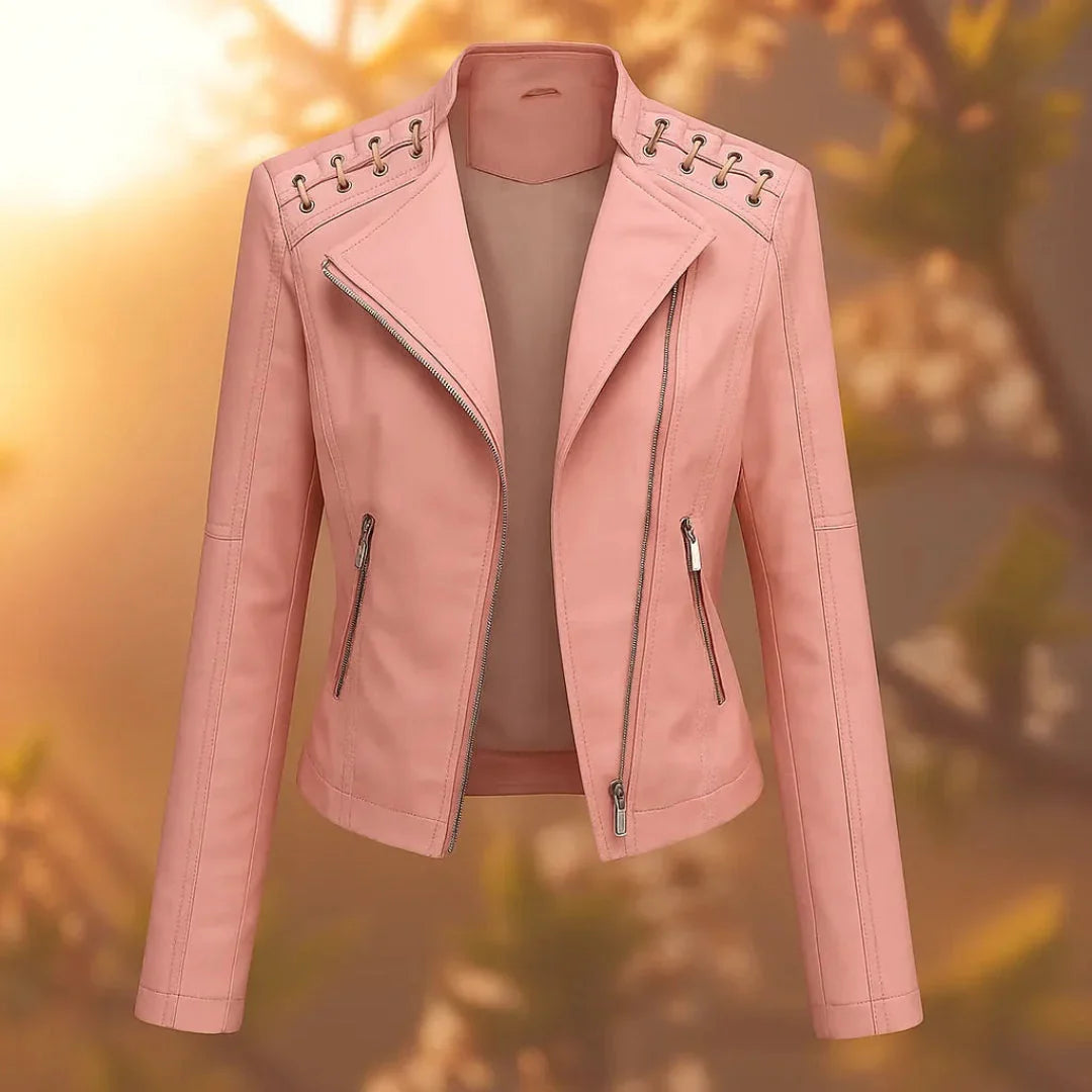 Women's Leather Jacket | Stitch-Up Shoulder Faux Leather Coat