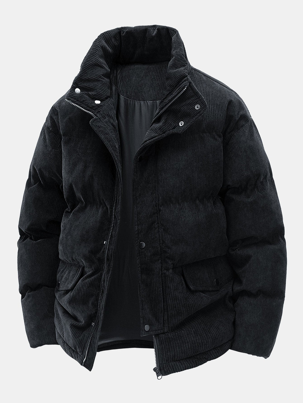Black jacket with corduroy texture on a white background