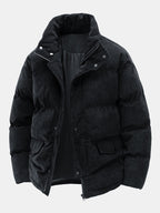 Black jacket with corduroy texture on a white background