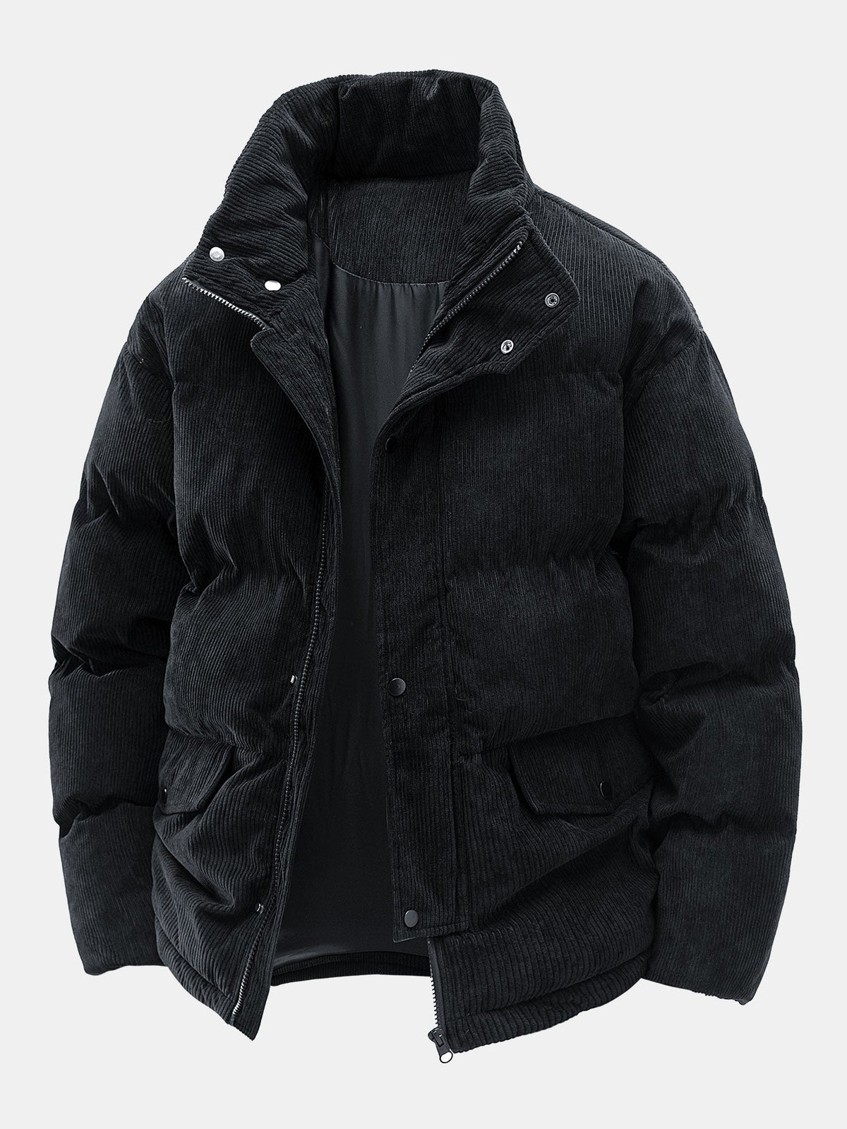 Black jacket with corduroy texture on a white background