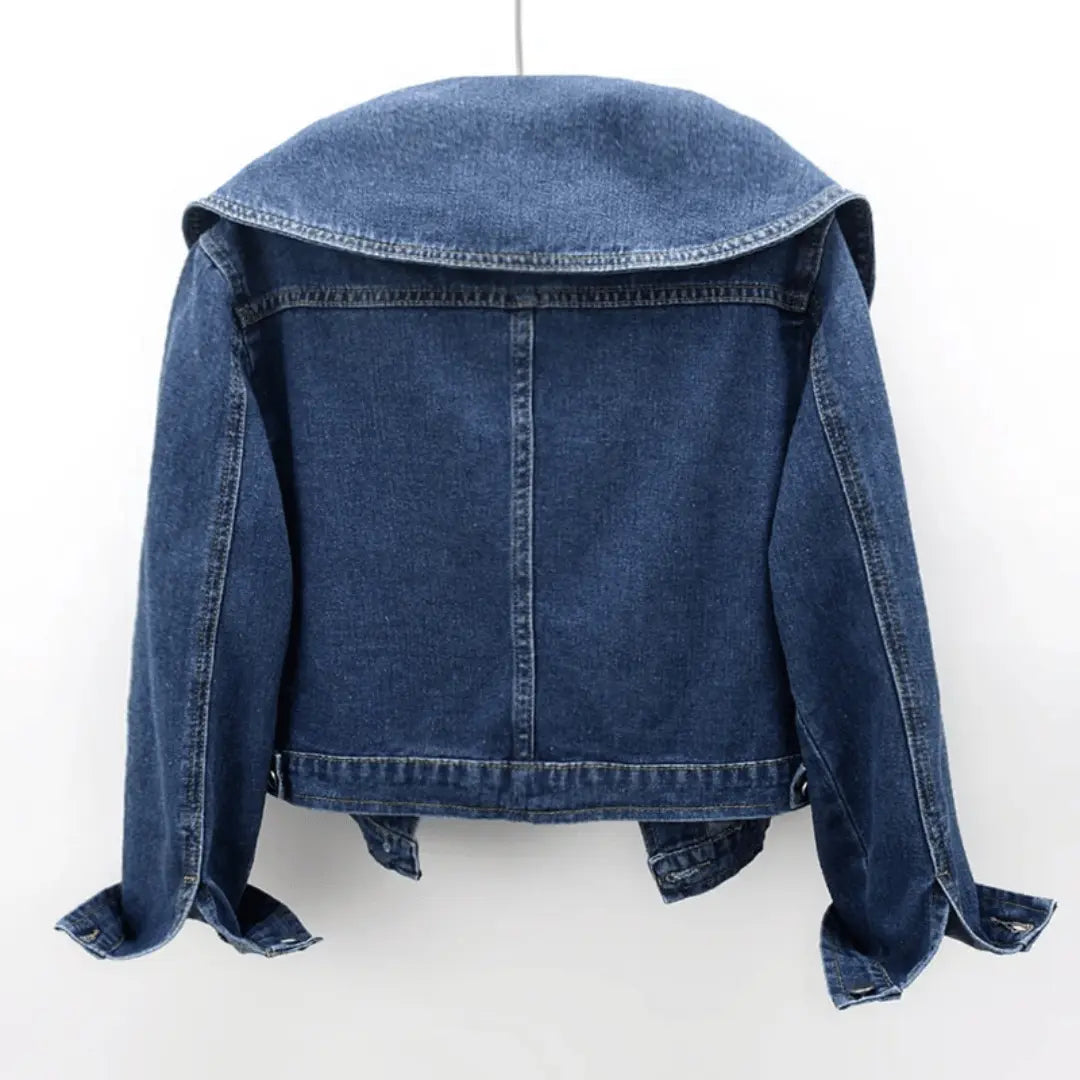 Women's Stylish Denim Jacket with Sailor Collar | Chic Casual Coat