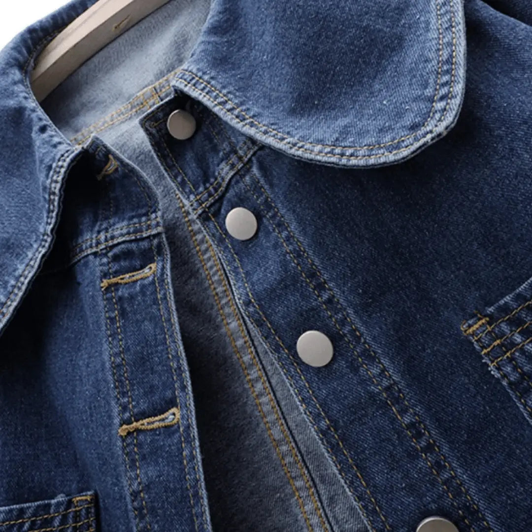Women's Stylish Denim Jacket with Sailor Collar | Chic Casual Coat