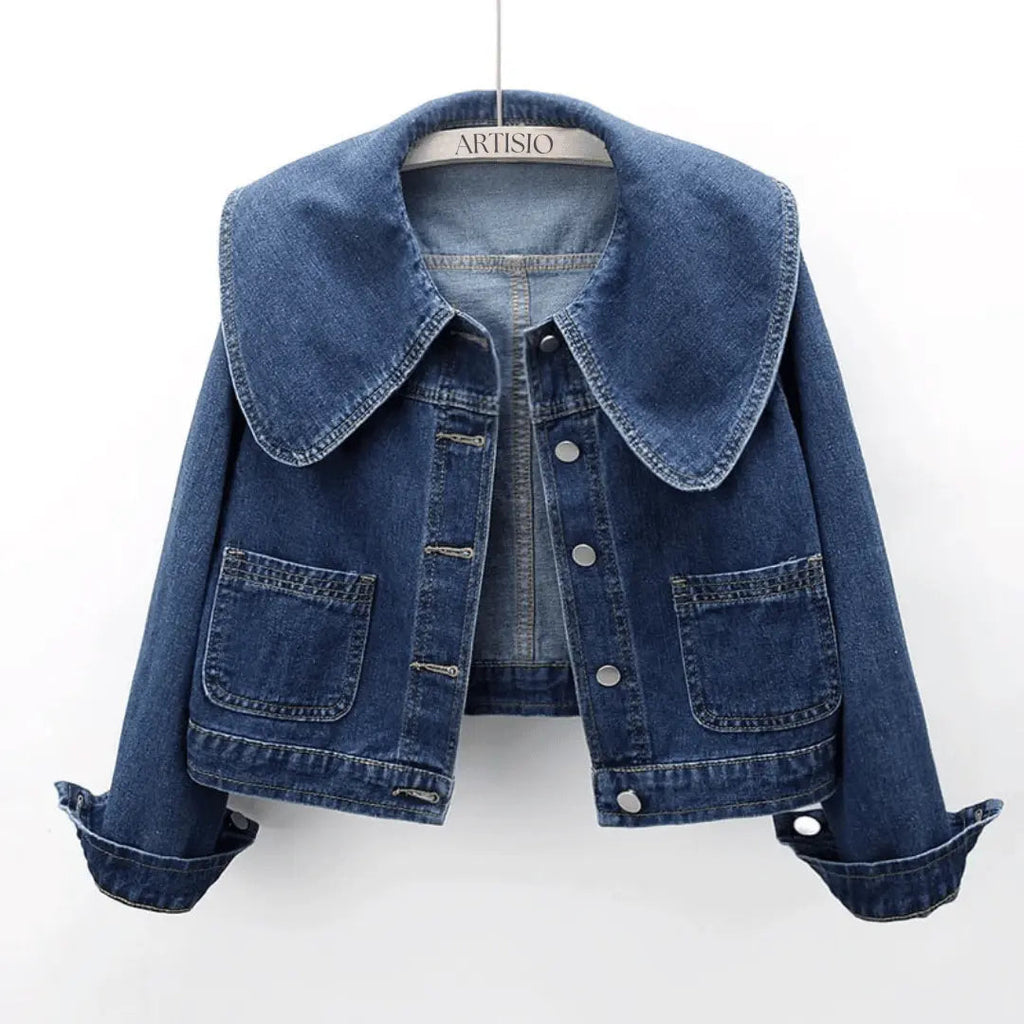 Women's Stylish Denim Jacket with Sailor Collar | Chic Casual Coat