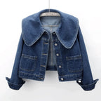 Women's Stylish Denim Jacket with Sailor Collar | Chic Casual Coat